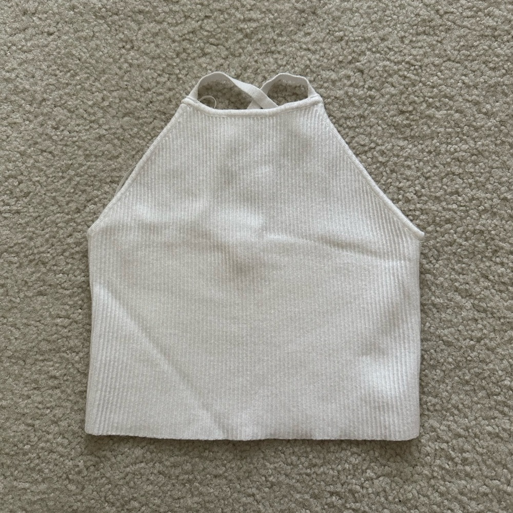 Pacsun L.A Hearts White Ribbed Cross Back Crop Top Size Extra Small